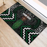 Maori Taiaha Pounamu Whakairo Personalized Rubber Doormat Jade Poutama Motifs LT7 - Polynesian Pride