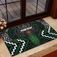 Maori Taiaha Pounamu Whakairo Personalized Rubber Doormat Jade Poutama Motifs LT7 - Polynesian Pride