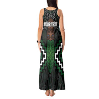 Maori Taiaha Pounamu Whakairo Personalized Tank Maxi Dress Jade Poutama Motifs
