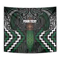 Maori Taiaha Pounamu Whakairo Personalized Tapestry Jade Poutama Motifs