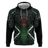 Maori Taiaha Pounamu Whakairo Personalized Zip Hoodie Jade Poutama Motifs