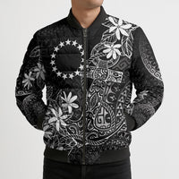 Black Kuki Airani Tapakau Bomber Puffer Jacket Tribal Anchor Mix Tiare LT7 - Polynesian Pride