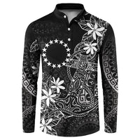 Black Kuki Airani Tapakau Button Sweatshirt Tribal Anchor Mix Tiare LT7 Black - Polynesian Pride