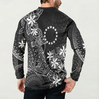 Black Kuki Airani Tapakau Button Sweatshirt Tribal Anchor Mix Tiare LT7 - Polynesian Pride