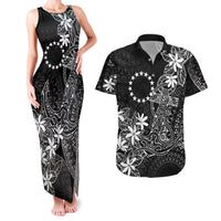 Black Kuki Airani Tapakau Couples Matching Tank Maxi Dress and Hawaiian Shirt Tribal Anchor Mix Tiare