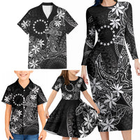 Black Kuki Airani Tapakau Family Matching Long Sleeve Bodycon Dress and Hawaiian Shirt Tribal Anchor Mix Tiare LT7 - Polynesian Pride