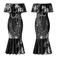Black Kuki Airani Tapakau Family Matching Mermaid Dress and Hawaiian Shirt Tribal Anchor Mix Tiare LT7 Mom's Dress Black - Polynesian Pride
