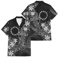Black Kuki Airani Tapakau Family Matching Off Shoulder Maxi Dress and Hawaiian Shirt Tribal Anchor Mix Tiare LT7 Dad's Shirt - Short Sleeve Black - Polynesian Pride