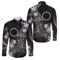Black Kuki Airani Tapakau Family Matching Off Shoulder Short Dress and Hawaiian Shirt Tribal Anchor Mix Tiare LT7 Dad's Shirt - Long Sleeve Black - Polynesian Pride