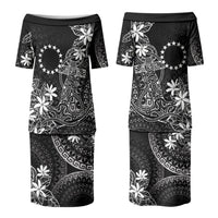 Black Kuki Airani Tapakau Family Matching Puletasi and Hawaiian Shirt Tribal Anchor Mix Tiare LT7 Mom's Dress Black - Polynesian Pride