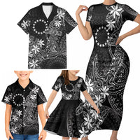 Black Kuki Airani Tapakau Family Matching Short Sleeve Bodycon Dress and Hawaiian Shirt Tribal Anchor Mix Tiare LT7 - Polynesian Pride
