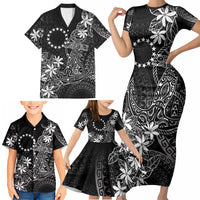 Black Kuki Airani Tapakau Family Matching Short Sleeve Bodycon Dress and Hawaiian Shirt Tribal Anchor Mix Tiare LT7 - Polynesian Pride