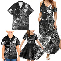 Black Kuki Airani Tapakau Family Matching Summer Maxi Dress and Hawaiian Shirt Tribal Anchor Mix Tiare LT7 - Polynesian Pride