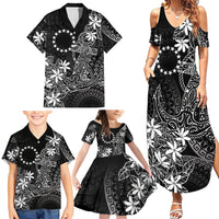 Black Kuki Airani Tapakau Family Matching Summer Maxi Dress and Hawaiian Shirt Tribal Anchor Mix Tiare