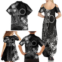 Black Kuki Airani Tapakau Family Matching Summer Maxi Dress and Hawaiian Shirt Tribal Anchor Mix Tiare LT7 Mom's Dress Black - Polynesian Pride