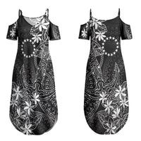 Black Kuki Airani Tapakau Family Matching Summer Maxi Dress and Hawaiian Shirt Tribal Anchor Mix Tiare LT7 Mom's Dress Black - Polynesian Pride