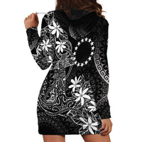 Black Kuki Airani Tapakau Hoodie Dress Tribal Anchor Mix Tiare