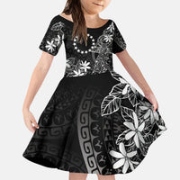 Black Kuki Airani Tapakau Kid Short Sleeve Dress Tribal Anchor Mix Tiare LT7 KID Black - Polynesian Pride