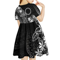 Black Kuki Airani Tapakau Kid Short Sleeve Dress Tribal Anchor Mix Tiare LT7 - Polynesian Pride