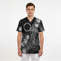 Black Kuki Airani Tapakau Scrub Top Tribal Anchor Mix Tiare LT7 - Polynesian Pride
