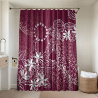 Maroon Kuki Airani Tapakau Bathroom Set Tribal Anchor Mix Tiare LT7 Shower Curtain Only Maroon - Polynesian Pride