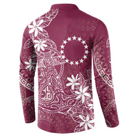 Maroon Kuki Airani Tapakau Button Sweatshirt Tribal Anchor Mix Tiare LT7 - Polynesian Pride