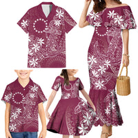 Maroon Kuki Airani Tapakau Family Matching Mermaid Dress and Hawaiian Shirt Tribal Anchor Mix Tiare LT7 - Polynesian Pride