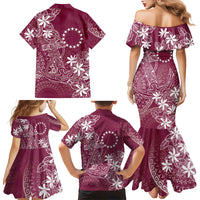 Maroon Kuki Airani Tapakau Family Matching Mermaid Dress and Hawaiian Shirt Tribal Anchor Mix Tiare LT7 Mom's Dress Maroon - Polynesian Pride