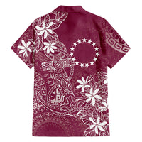 Maroon Kuki Airani Tapakau Family Matching Off The Shoulder Long Sleeve Dress and Hawaiian Shirt Tribal Anchor Mix Tiare LT7 Dad's Shirt - Long Sleeve Maroon - Polynesian Pride