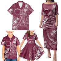 Maroon Kuki Airani Tapakau Family Matching Puletasi and Hawaiian Shirt Tribal Anchor Mix Tiare LT7 - Polynesian Pride