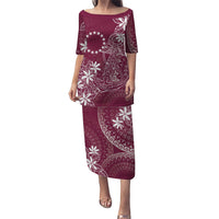 Maroon Kuki Airani Tapakau Family Matching Puletasi and Hawaiian Shirt Tribal Anchor Mix Tiare