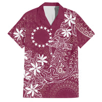 Maroon Kuki Airani Tapakau Family Matching Short Sleeve Bodycon Dress and Hawaiian Shirt Tribal Anchor Mix Tiare LT7 Dad's Shirt - Short Sleeve Maroon - Polynesian Pride