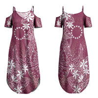 Maroon Kuki Airani Tapakau Family Matching Summer Maxi Dress and Hawaiian Shirt Tribal Anchor Mix Tiare LT7 Mom's Dress Maroon - Polynesian Pride