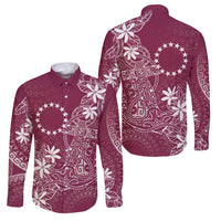 Maroon Kuki Airani Tapakau Family Matching Summer Maxi Dress and Hawaiian Shirt Tribal Anchor Mix Tiare LT7 Dad's Shirt - Long Sleeve Maroon - Polynesian Pride