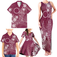 Maroon Kuki Airani Tapakau Family Matching Tank Maxi Dress and Hawaiian Shirt Tribal Anchor Mix Tiare LT7 - Polynesian Pride