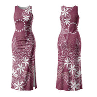 Maroon Kuki Airani Tapakau Family Matching Tank Maxi Dress and Hawaiian Shirt Tribal Anchor Mix Tiare LT7 Mom's Dress Maroon - Polynesian Pride