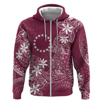 Maroon Kuki Airani Tapakau Hoodie Tribal Anchor Mix Tiare LT7 Zip Hoodie Maroon - Polynesian Pride