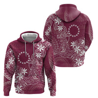 Maroon Kuki Airani Tapakau Hoodie Tribal Anchor Mix Tiare LT7 - Polynesian Pride
