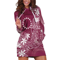 Maroon Kuki Airani Tapakau Hoodie Dress Tribal Anchor Mix Tiare