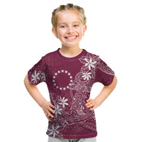 Maroon Kuki Airani Tapakau Kid T Shirt Tribal Anchor Mix Tiare LT7 Maroon - Polynesian Pride