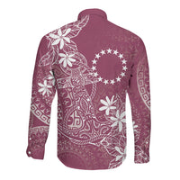 Maroon Kuki Airani Tapakau Long Sleeve Button Shirt Tribal Anchor Mix Tiare LT7 - Polynesian Pride