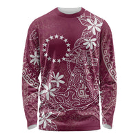 Maroon Kuki Airani Tapakau Long Sleeve Shirt Tribal Anchor Mix Tiare LT7 Unisex Maroon - Polynesian Pride