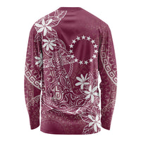 Maroon Kuki Airani Tapakau Long Sleeve Shirt Tribal Anchor Mix Tiare LT7 - Polynesian Pride