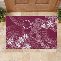 Maroon Kuki Airani Tapakau Rubber Doormat Tribal Anchor Mix Tiare