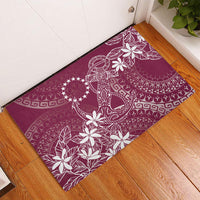 Maroon Kuki Airani Tapakau Rubber Doormat Tribal Anchor Mix Tiare