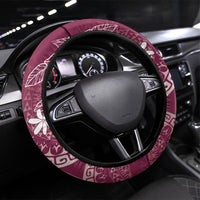 Maroon Kuki Airani Tapakau Steering Wheel Cover Tribal Anchor Mix Tiare