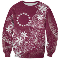 Maroon Kuki Airani Tapakau Sweatshirt Tribal Anchor Mix Tiare LT7 Unisex Maroon - Polynesian Pride