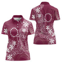 Maroon Kuki Airani Tapakau Women Polo Shirt Tribal Anchor Mix Tiare