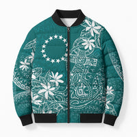 Teal Kuki Airani Tapakau Bomber Puffer Jacket Tribal Anchor Mix Tiare LT7 Unisex Teal - Polynesian Pride