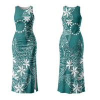 Teal Kuki Airani Tapakau Couples Matching Tank Maxi Dress and Hawaiian Shirt Tribal Anchor Mix Tiare LT7 - Polynesian Pride